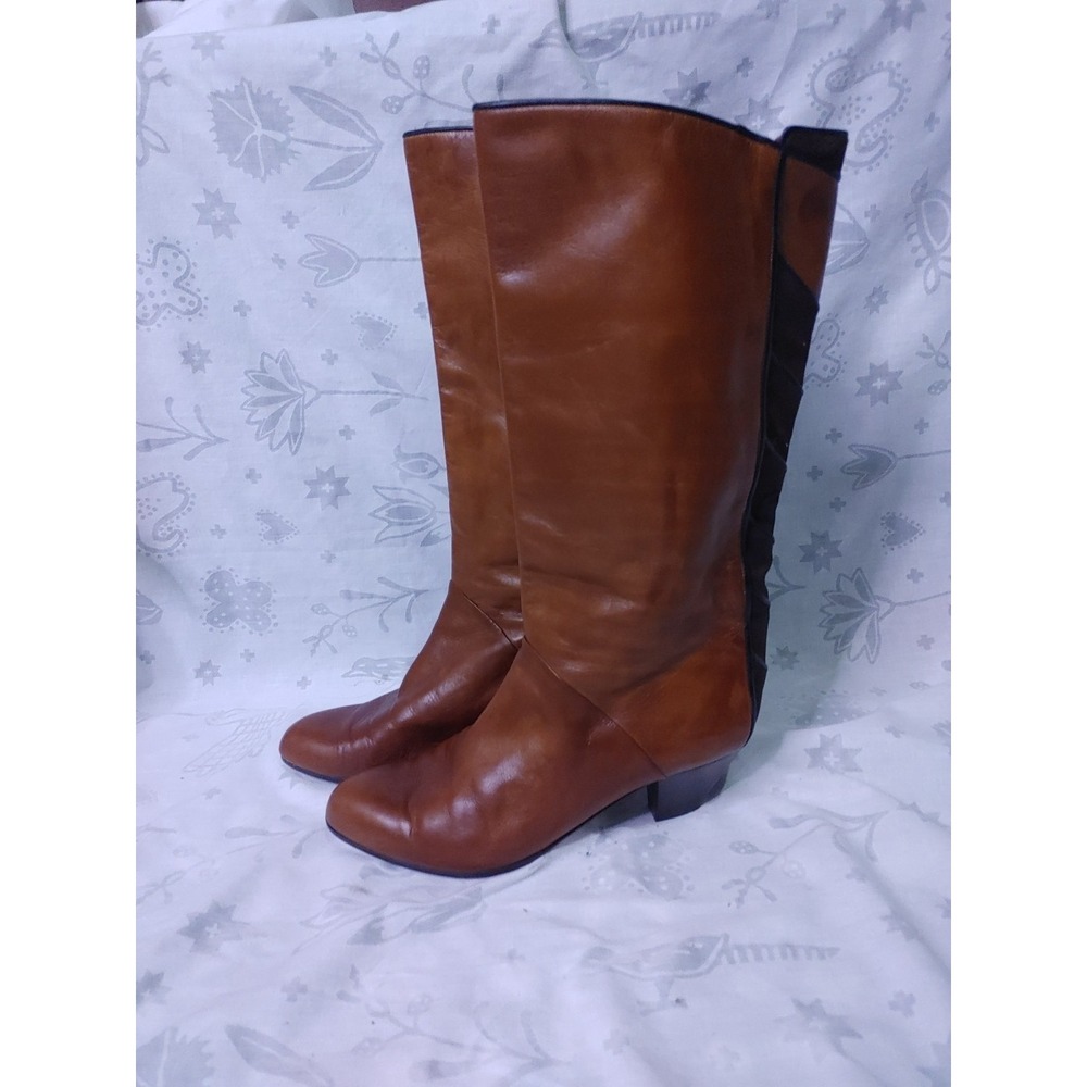Leather Boots Vero Cuoio Women's Mid Calf Brown Made In Italy Sz 8.5. 2" Heel - Picture 7 of 11
